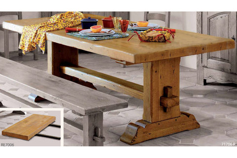 End Extending French Mountain Oak 5.5cm thick Plank Top Monastery Table - Beam leg