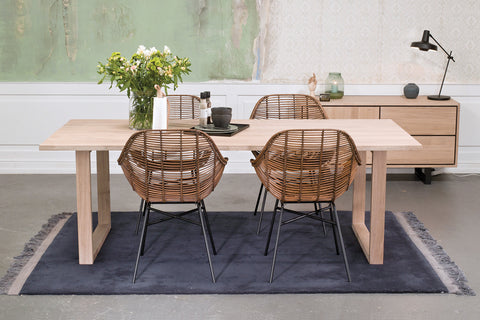 Forest Oak Table- U oak legs with square edge and smooth C6 white oiled top