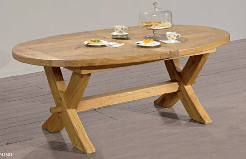 Extending Oval French Mountain Oak Monastery Table - X leg