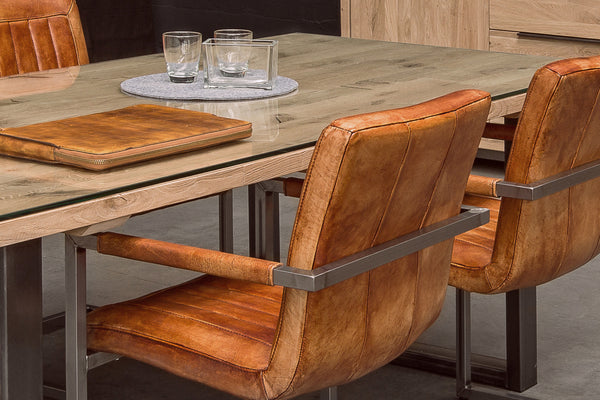 Oak table with glass top deals