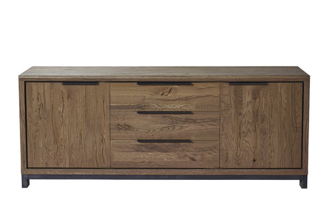 Designer Oak Stone Range Sideboard wide - 3 drawer - 2 door