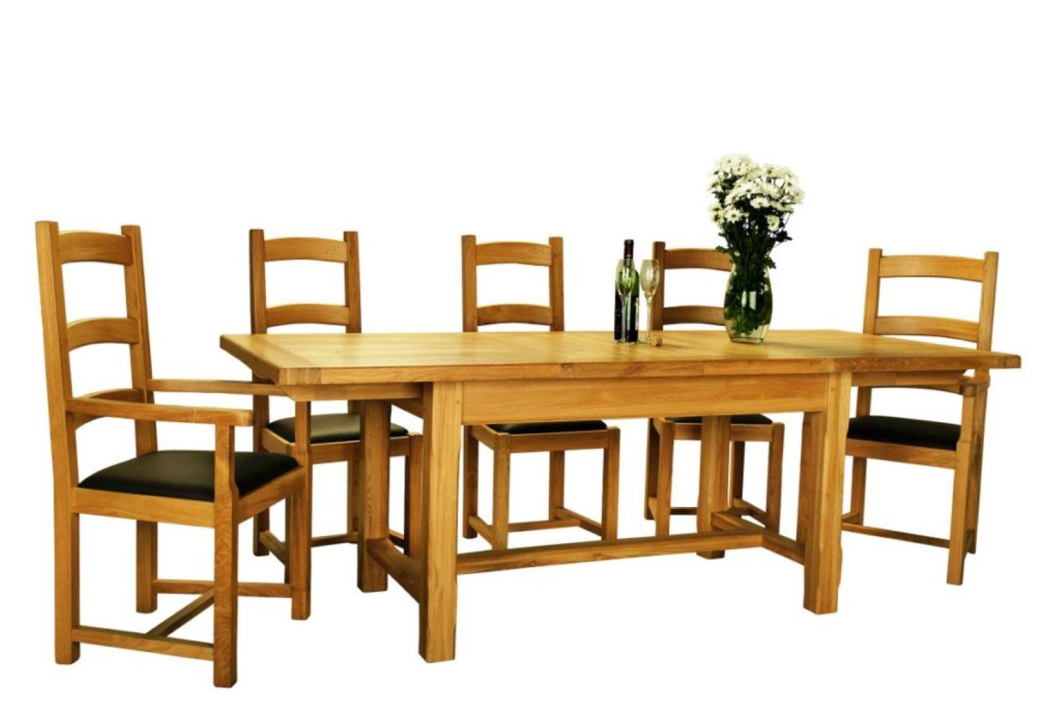 French Country Oak extending dining table farmhouse with