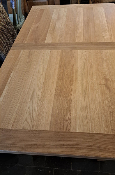 French Country Oak - extending dining table - farmhouse with footrail with centrally stored extensions - MANY SIZES - 6 to 14 seater tables