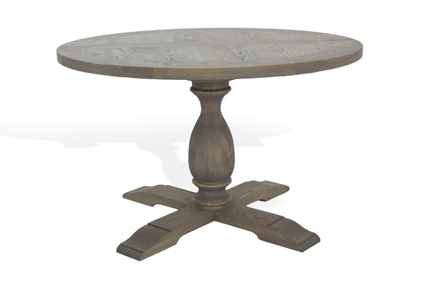 Designer Ash - Ancona Range Round Dining table 120cm - 160cm diameter - 4cm thick top with central ash pedestal leg
