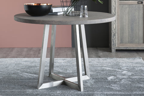 Designer Ash - Ancona Range Round Dining table 120cm - 160cm diameter - 3cm thick plank top with steel legs