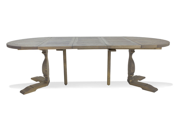 Ancona Ash Extending Round Pedestal Table with 3 leaves and support legs