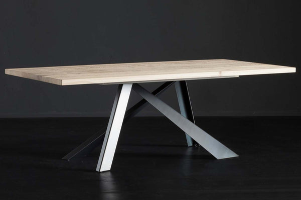 Designer Bassano Oak - Spider Range Rectangular Dining table - 4cm thick smooth table - optional extensions - sizes from 180cm - 400cm