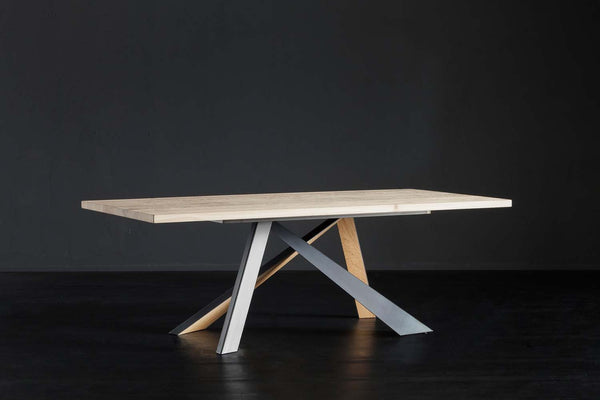 Designer Bassano Oak - Spider Range Rectangular Dining table - 4cm thick smooth table - optional extensions - sizes from 180cm - 400cm