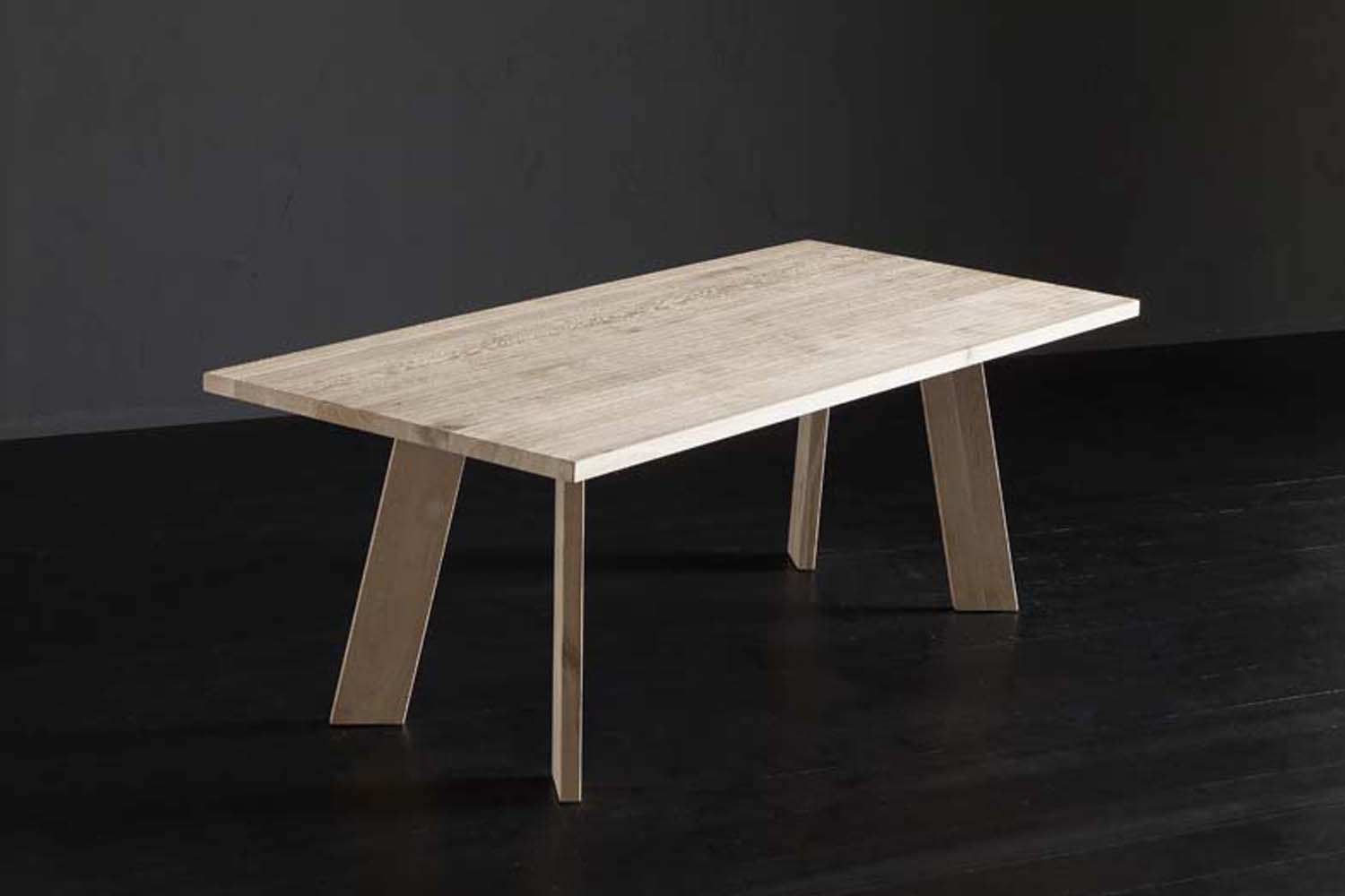 Designer Bassano Oak Via Range with wooden legs Rectangular Dining table 4cm thick smooth table optional extensions sizes from 160cm 400cm