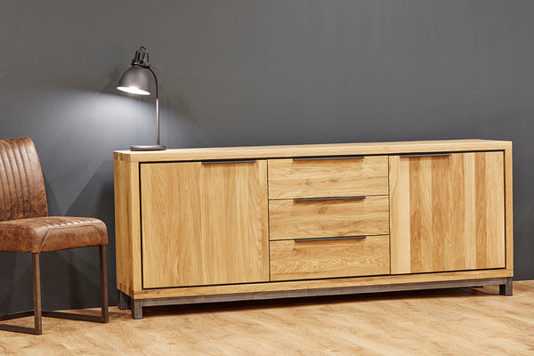 Designer Oak Stone Range Sideboard - 3 drawer - 2 door
