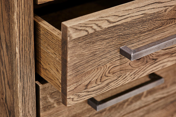 Designer Oak Stone Range Sideboard - 3 door