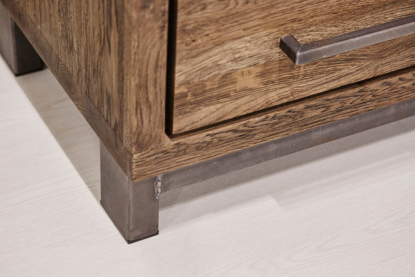 Designer Oak Stone Range Sideboard - 4 drawer - 1 door