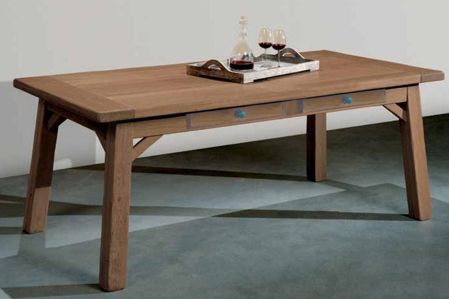 Farmhouse dining table with drawers sale