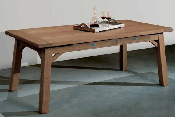 Farmhouse French Mountain Oak Table with drawers - Optional end leaves with barn legs
