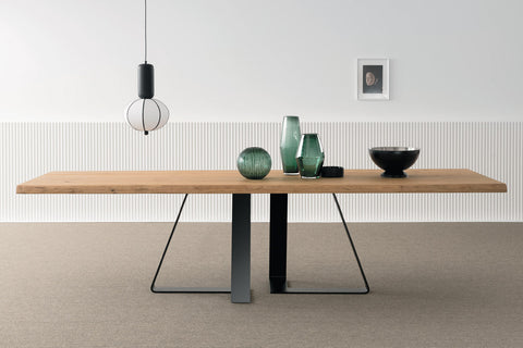 Designer Bassano Oak - Ferro Range Rectangular Dining table - 4.5cm thick natural surface table with natural edge - optional extensions - sizes from 180cm - 400cm