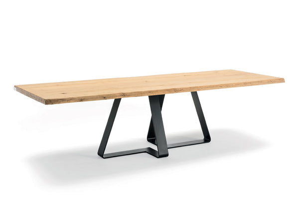 Designer Bassano Oak - Ferro Range Rectangular Dining table - 4.5cm thick natural surface table with natural edge - optional extensions - sizes from 180cm - 400cm
