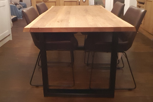 Designer Oak - Forest Range Dining table - 4cm thick - with U Industrial Leg - optional extensions