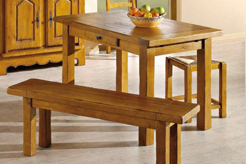 Farmhouse French Mountain Oak Table with drawers - Optional end leaves with square legs