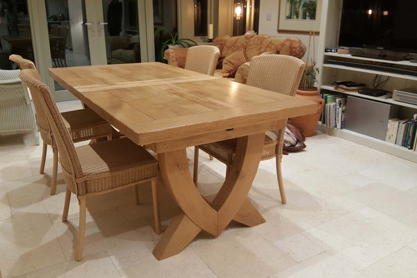 Extending French Mountain Oak Monastery Table - V leg