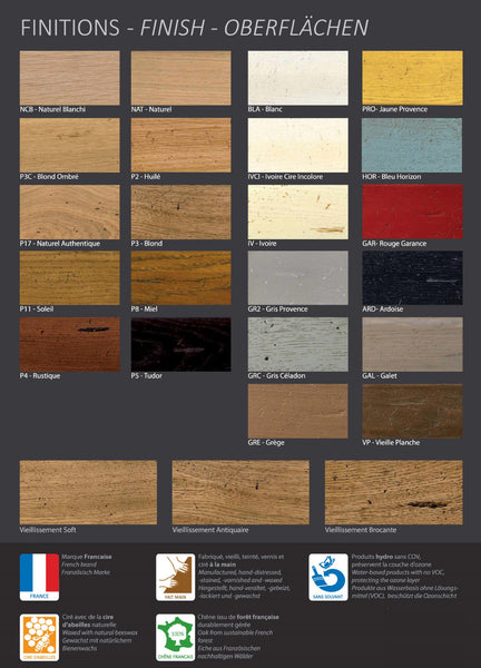 End Extending French Mountain Oak 7cm thick Framed Top Monastery Table - X leg