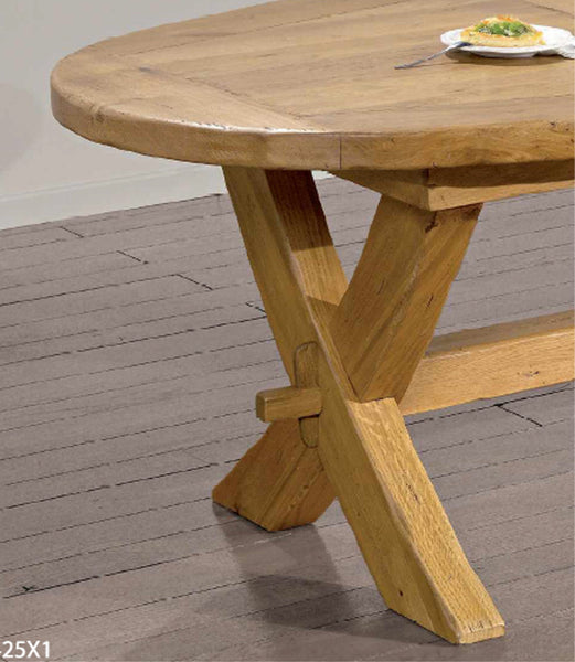 Extending Oval French Mountain Oak Monastery Table - X leg