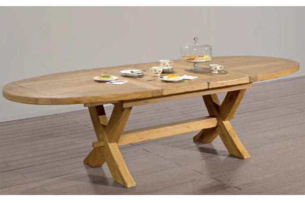 Extending Oval French Mountain Oak Monastery Table - V leg