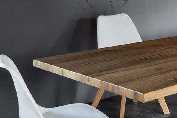 Designer Bassano Oak - Via Range with wooden legs - Rectangular Dining table - 4cm thick smooth table - optional extensions - sizes from 160cm - 400cm
