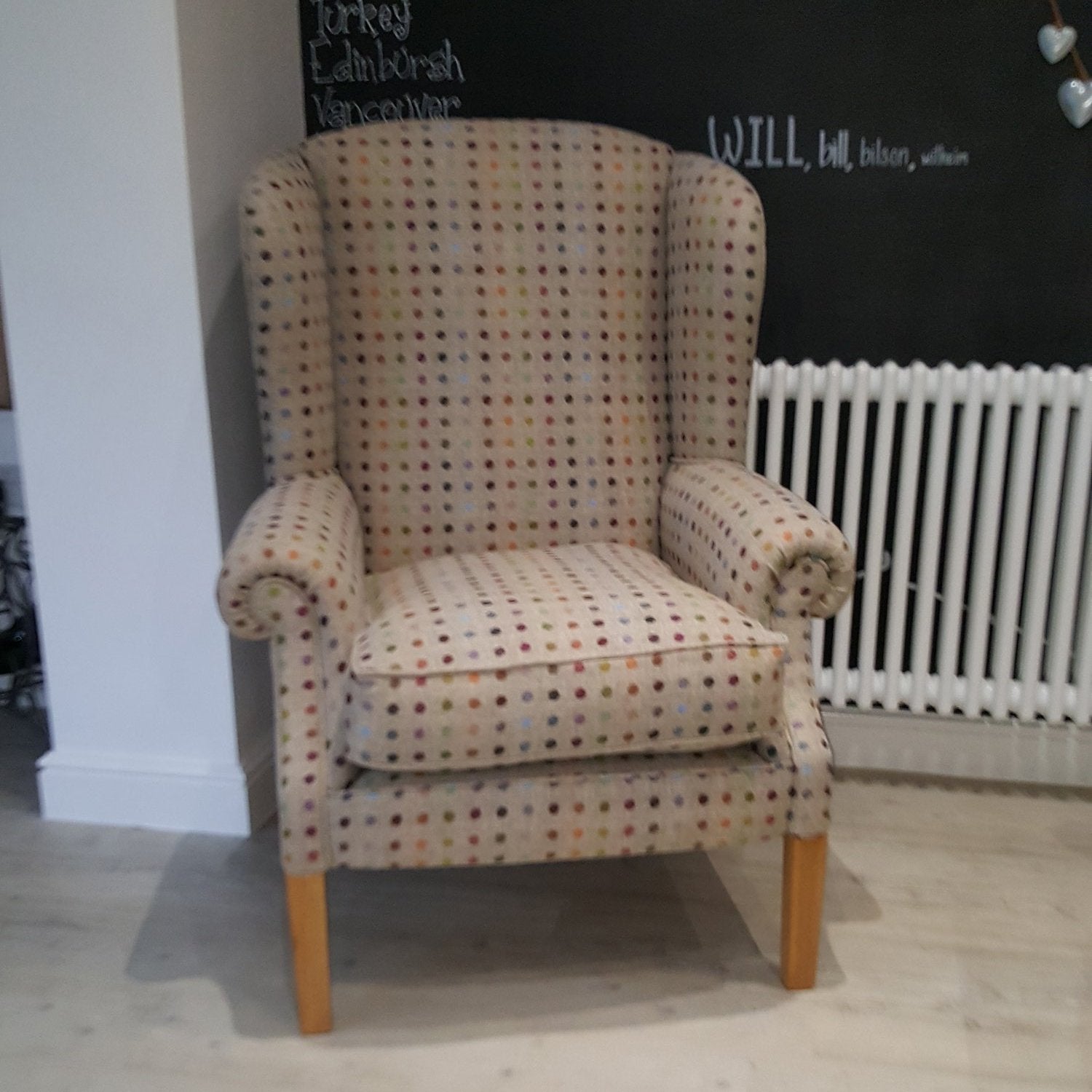 Wing chair discount size
