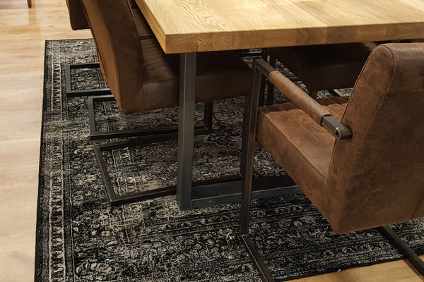 Designer Oak - Stone Range Dining table - 6cm thick - Industrial Leg - optional extensions