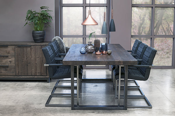 Designer Oak - Stone Range Dining table - 6cm thick - Industrial Leg - optional extensions