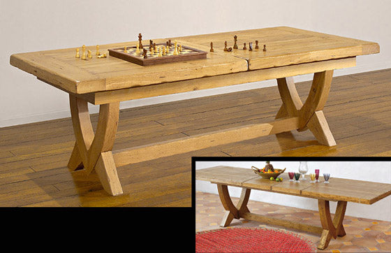 Extending French Mountain Oak Monastery Table - V leg