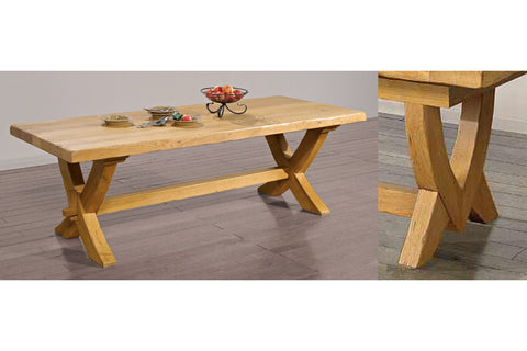 End Extending French Mountain Oak 5.5cm thick Plank Top Monastery Table - V leg