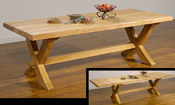Extending French Mountain Oak Monastery Table - X leg