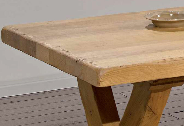 End Extending French Mountain Oak 5.5cm thick Plank Top Monastery Table - X leg
