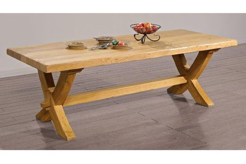 End Extending French Mountain Oak 5.5cm thick Plank Top Monastery Table - X leg