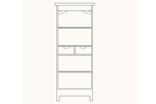 French Mountain Oak - Alpine Range Bookcase - narrow and tall