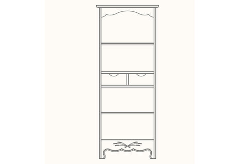 French Mountain Oak - Provence Range Bookcase - narrow with 2 drawers