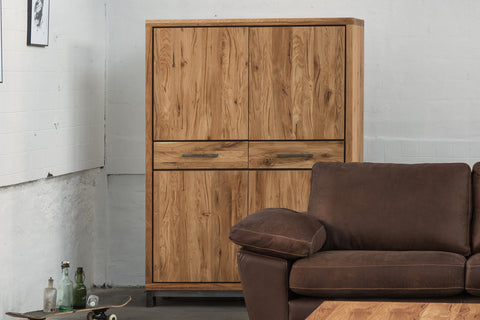 Designer Oak Stone Range Display double cabinet medium - 4 oak door, 2 drawer