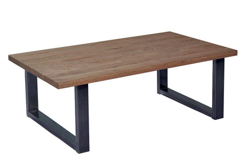 Stone Oak coffee table with U shaped steel legs - natural oil C$