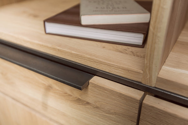 Designer Oak Stone Range Sideboard - 4 drawer - 1 door