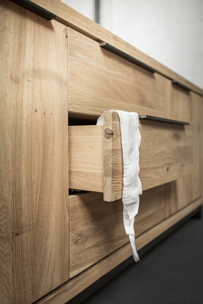 Designer Oak Stone Range Sideboard - 3 door