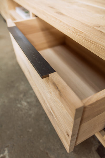 Designer Oak Stone Range Sideboard - 3 door