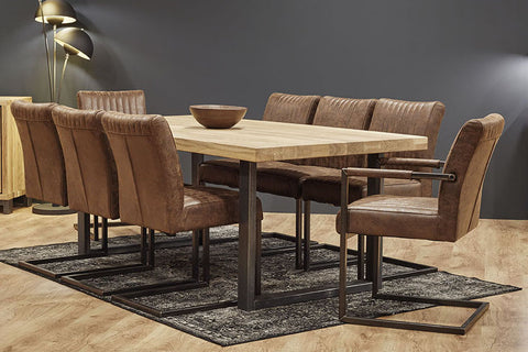 Designer Oak - Stone Range Dining table - 6cm thick - Industrial Leg - optional extensions