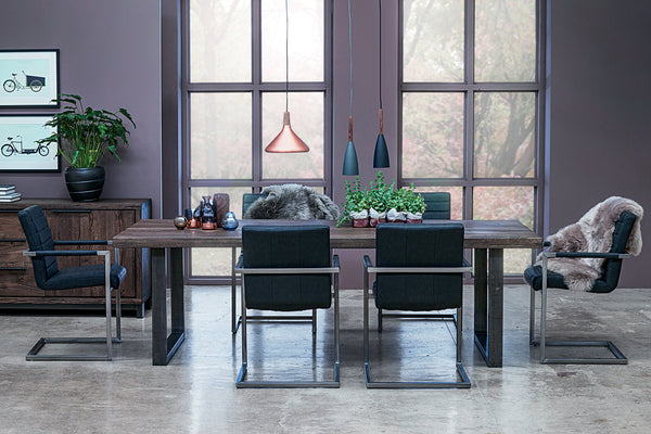 Designer Oak - Stone Range Dining table - 6cm thick - Industrial Leg - optional extensions