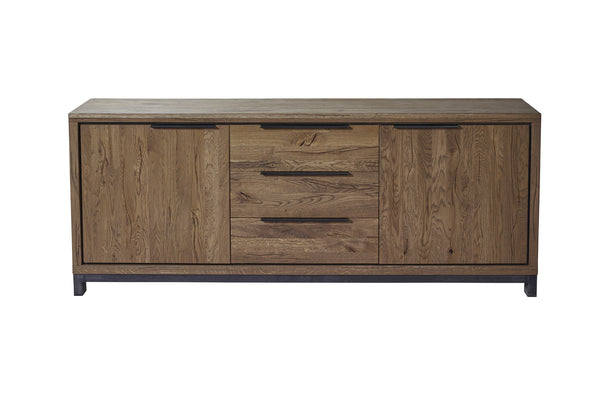 Designer Oak Stone Range Sideboard - 3 drawer - 2 door