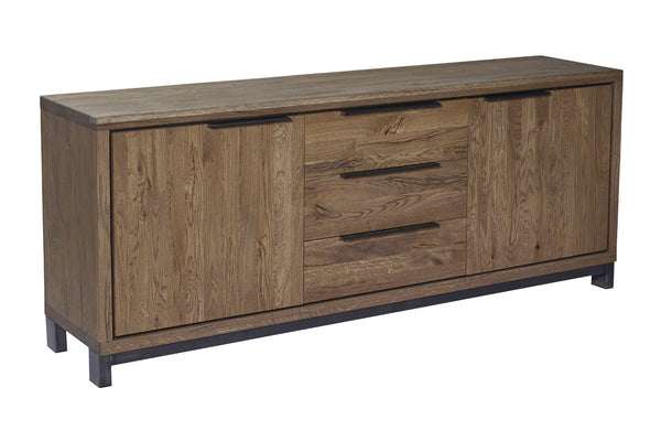 Designer Oak Stone Range Sideboard - 3 drawer - 2 door