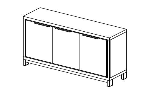 Designer Oak Stone Range Sideboard - 3 door