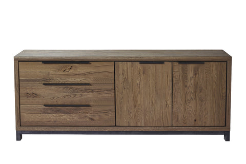 Designer Oak Stone Range Sideboard wide - 3 drawer - 1 cupboard with doors