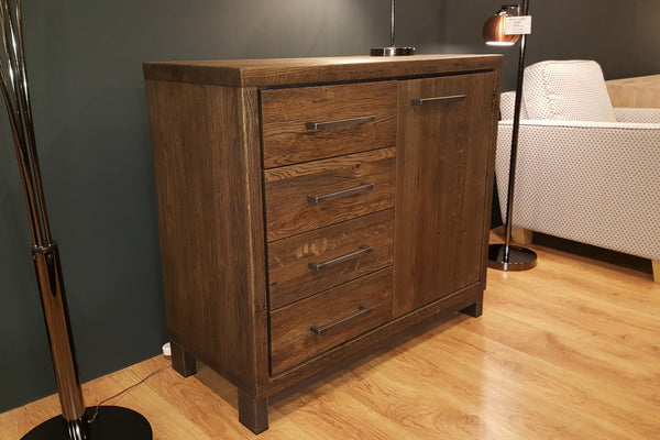 Designer Oak Stone Range Sideboard - 4 drawer - 1 door